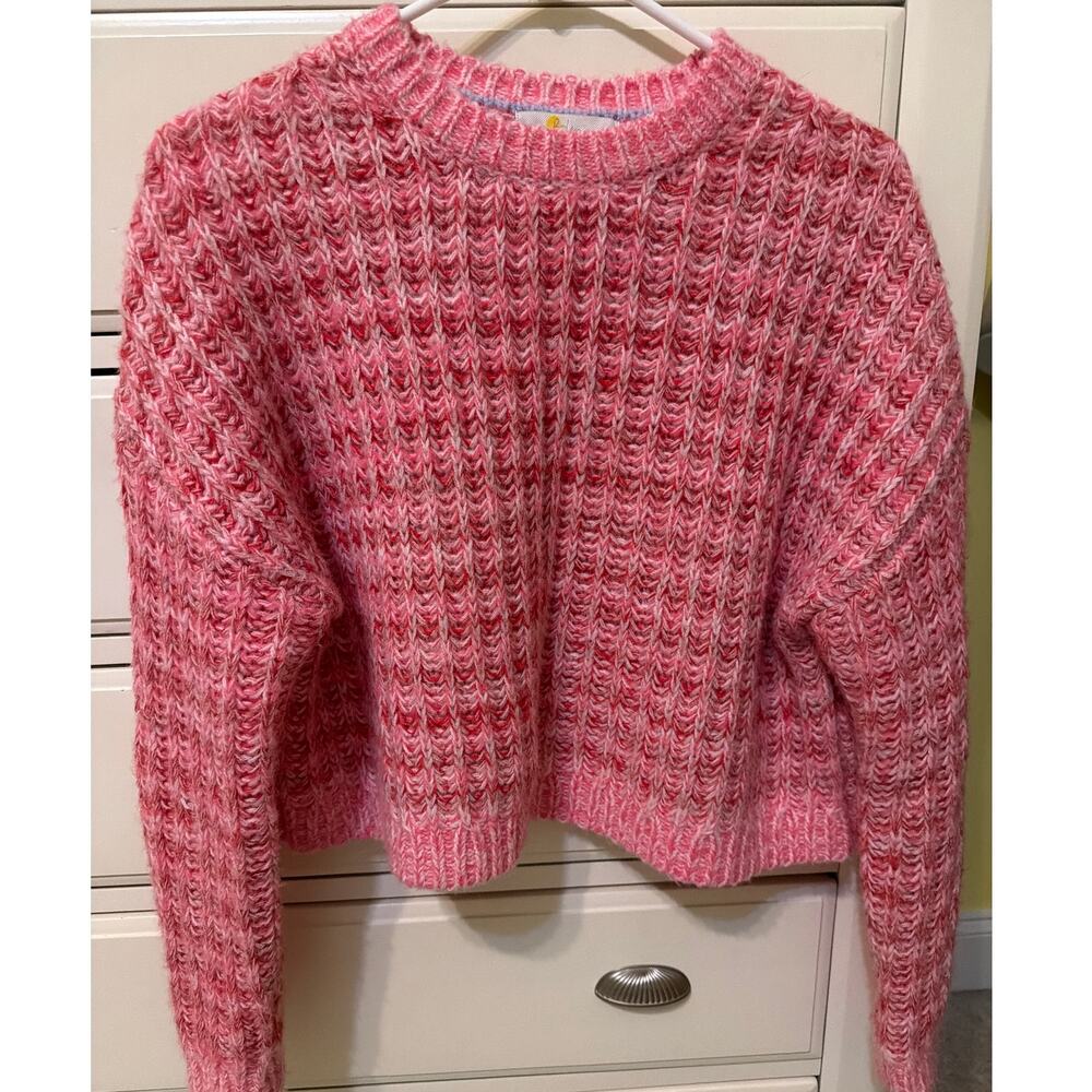Boden Pink Sweater Women's Small Wide Rib Fluffy Oversized Jumper Pink Wool Twee - Picture 2 of 9